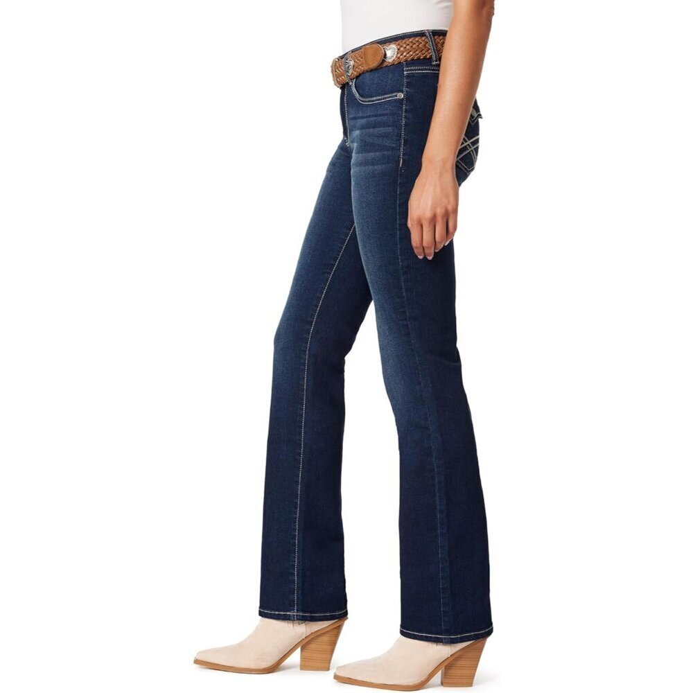 Womens Slim Bootcut Jeans Mid-Rise Stretch Denim Plus Size Casual Western - Picture 3 of 8